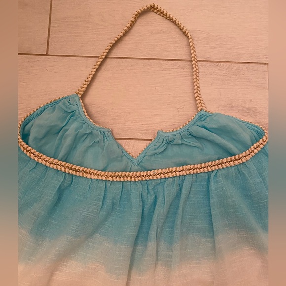 NWOT VENUS SIZE XL LINED HALTER TOP IN OMBRÉ AQUA BLUE TO WHITE - Picture 2 of 11